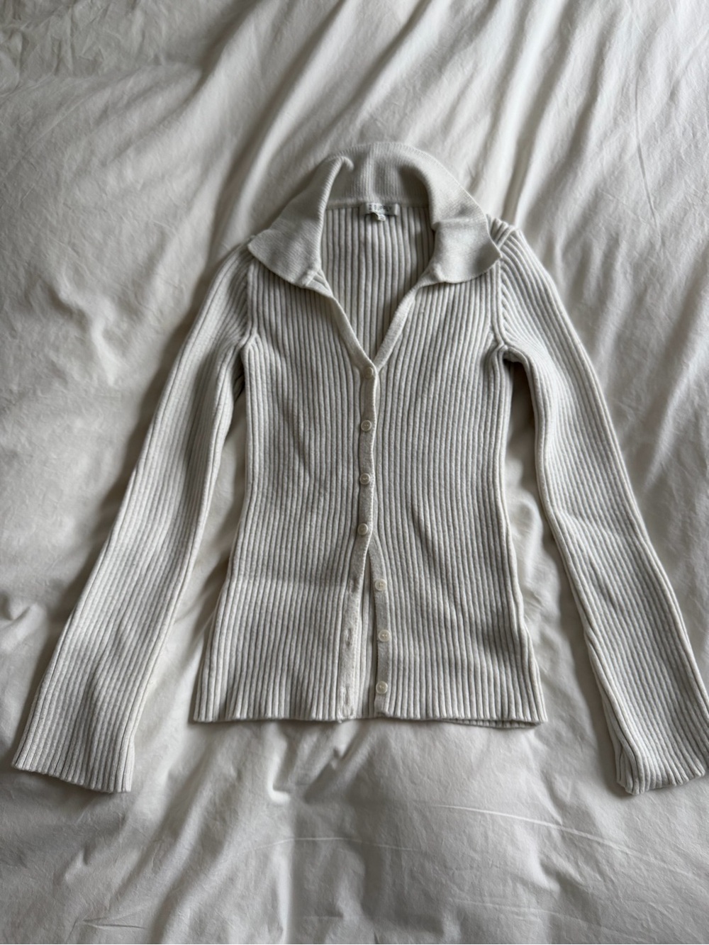 Z Supply white ribbed long sleeve knit top